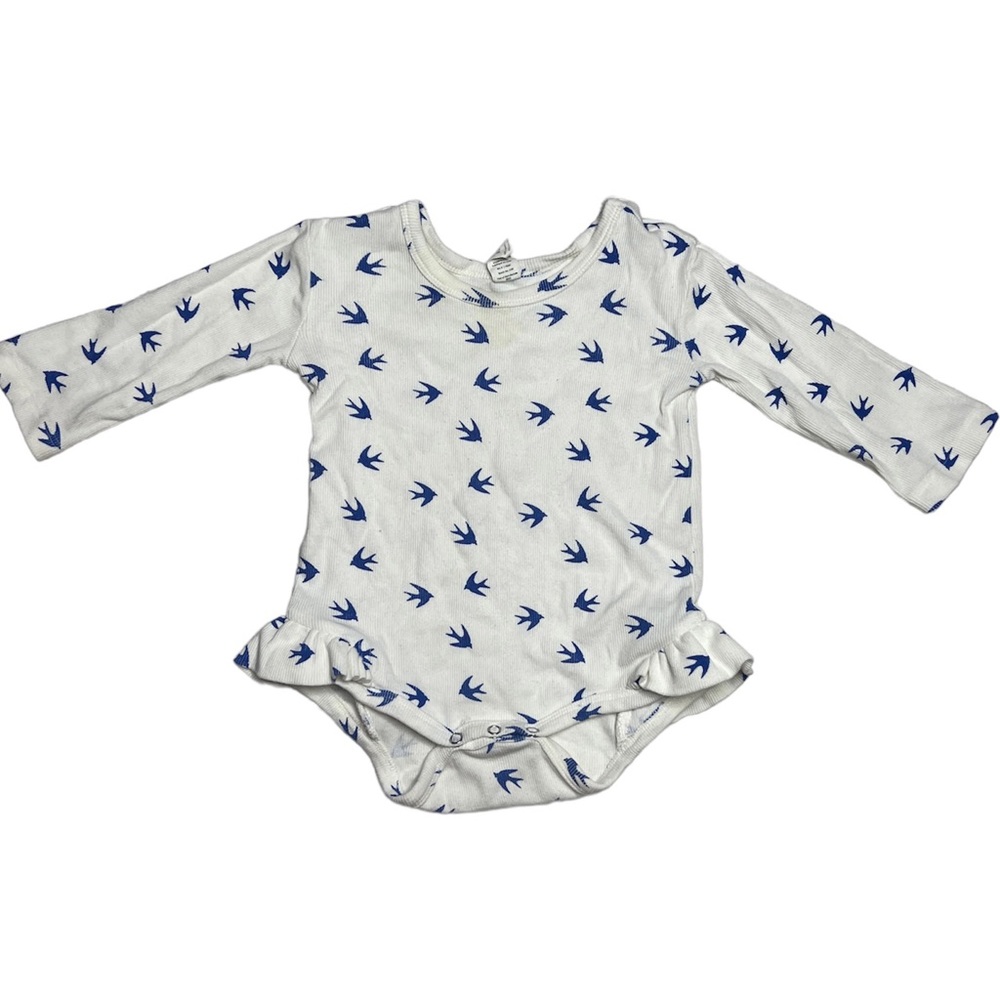 ❌SOLD❌Kate Quinn Ruffle leg bodysuit birds Ribbed